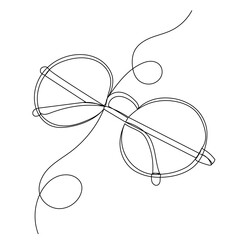 round glasses one continuous line drawing vector