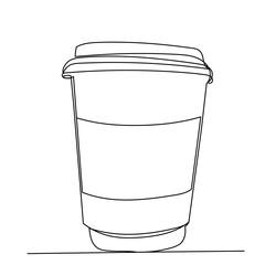 coffee cup drawing one continuous line vector