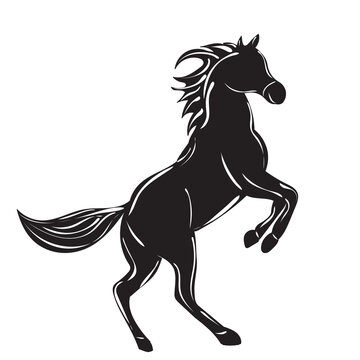 silhouette black horse on white background isolated, vector
