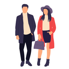 man and woman in flat style, isolated, vector