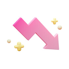 Obraz premium 3D Business and Finance Icon, Stats down, Used For Web, App, Etc