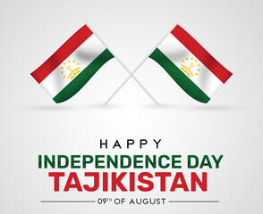 Tajikistan Independence Day Wallpaper with Waving flags. Patriotic and national holiday backdrop