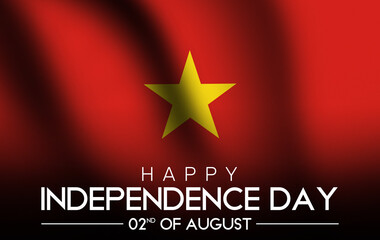 Vietnam Independence Day Wallpaper with Waving flag and typography. Patriotic day of Vietnam backdrop