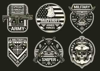 Military chevrons set element monochrome