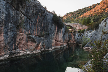 Fototapeta premium Taguenza bridge, Natural park of Tajo River (Guadalajara, Spain)
