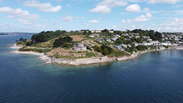 St Mawes cornwall england uk aerial drone 