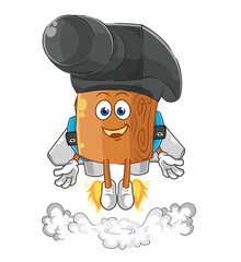 hammer with jetpack mascot. cartoon vector