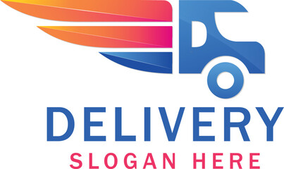 Logo of a delivery company in the form of a car and wings