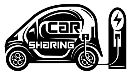 Vector template for car sharing. Electro car. Vector illustration. Element for design