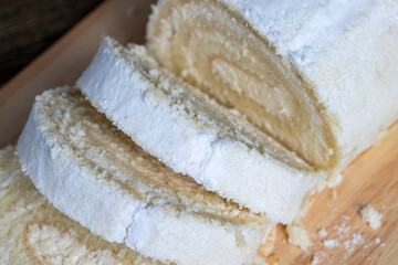 sliced dessert with cottage cheese cream