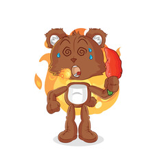 bear eat hot chilie mascot. cartoon vector