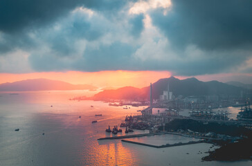 sunset over the city