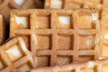 square sweet soft waffles on the table