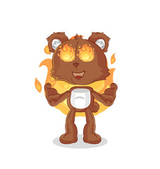 bear on fire mascot. cartoon vector