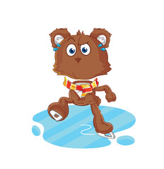 bear ice skiing cartoon. character mascot vector