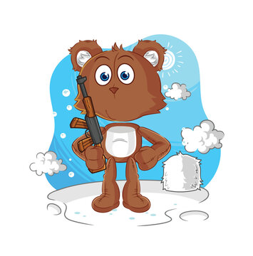 bear soldier in winter. character mascot vector