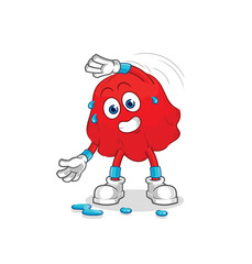 red cloth stretching character. cartoon mascot vector