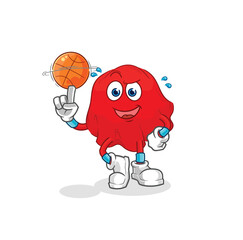 red cloth playing basket ball mascot. cartoon vector