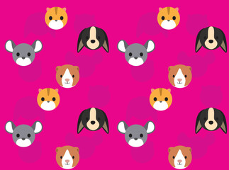 Animal Ball Head Chinchilla Rabbit Guinea Pig Hamster Cartoon Seamless Wallpaper Background