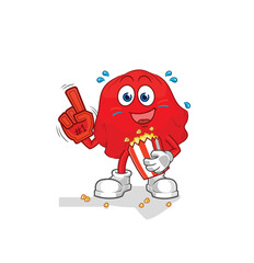 red cloth fan with popcorn illustration. character vector