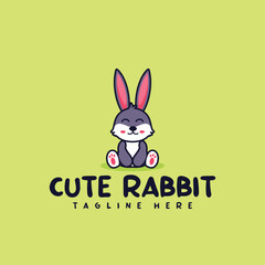 Cute rabbit logo design illustration for company and community logo