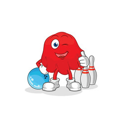 red cloth play bowling illustration. character vector