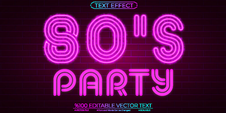 Pink Neon 80s Party Editable And Scalable Vector Text Effect