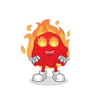 red cloth on fire mascot. cartoon vector