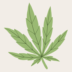 simplicity cannabis leaf freehand drawing. - obrazy, fototapety, plakaty