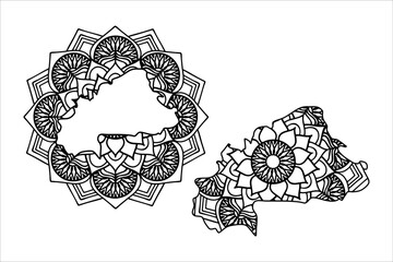 Mandala cut file creative silhouettes set on white background. Map of Burkina Faso