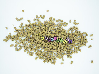 Use Probiotics in Animal feed. Image for Feed quality, improvement animal growth, gut health, animal health product promotion, antibiotic-free campaign. 