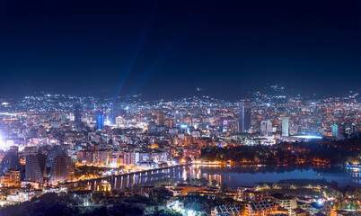 TIRANA ALBANIA NIGHT VIEW, CITY LIGHT