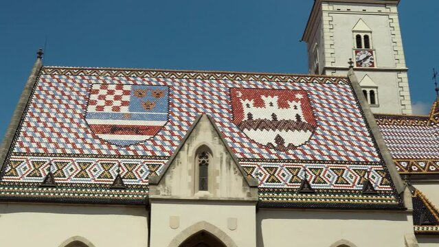 St. Mark's Square in Zagreb. Markov trade. Church of St. Mark. Catholic parish church in Zagreb. House of the Government of Croatia. One of the oldest buildings in the city. 