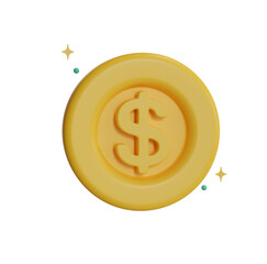 Icon Business 3d, coin dollar, for web, app, infographic