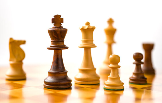 A chess game - White background