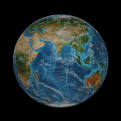 Earth globe isolated on black background. Elements of this image furnished by NASA.