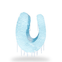 3d rendering of ice fountain. Letters U
