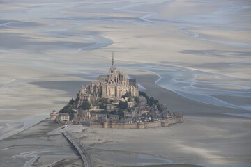 Vue aérienne de la baie du Mont-Saint-Michel, France