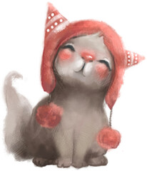 Christmas cute little kitten - 521665545