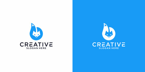 Abstract Initial Letter B FOX and fingerprint Logo. blue color isolated on White and black Background. Usable for Business and Branding Logos. Flat Vector Logo Design Template Element.