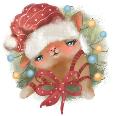 Christmas cute little kitten - 521665782