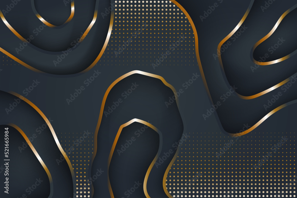 Poster map of topography with gold and black colors combination. vector abstract topographic map concept wi