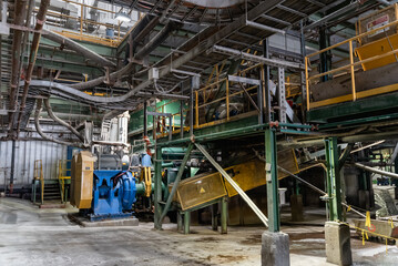 Fototapeta na wymiar Gold processing plant. Devices and communications.