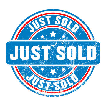 Just sold rubber stamp isolated on white background, just sold imprint