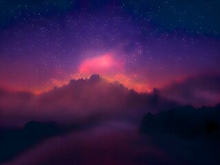 Colorful Cosmic Background with Light, Shining Stars, Stardust and Nebula. Photo for artwork, party...