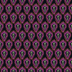 seamless ikat indian ethnic on black background fabric pattern and background, Art illustration fashion bohimian and mexican fabric and cover 