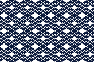  seamless pattern with rhombus and geometric ornaments on blue backdrop