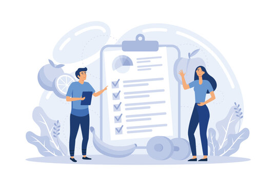 Fitness trainer concept. Workout in the gym with professional athlete. Healthy and active lifestyle. Training and nutrition plan.