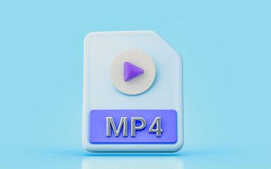 MP4 document file 3d render concept for movie video song film recording video animation