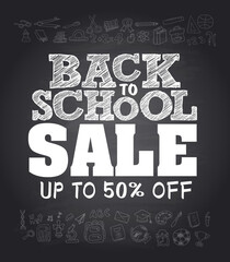 Back to school sale 50 % discount poster